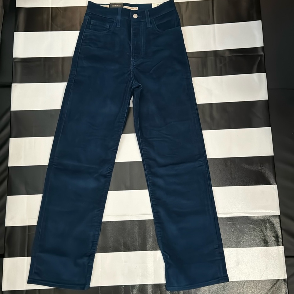 WOMENS PREMIUM BLUE RIBCAGE STRAIGHT CORDUROY
